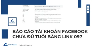 báo cáo tài khoản facebook chưa đủ tuổi bằng link 097