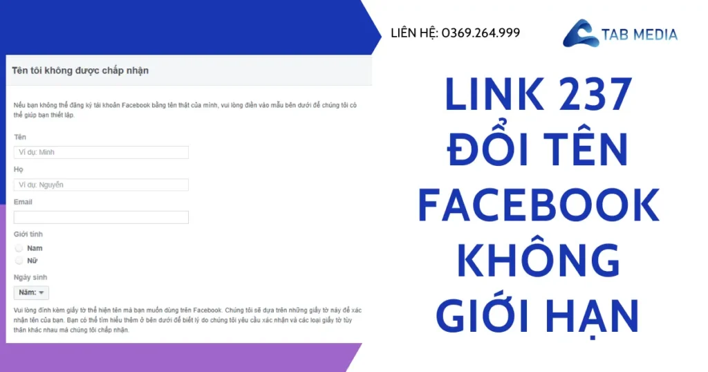 link 237 đổi tên facebook