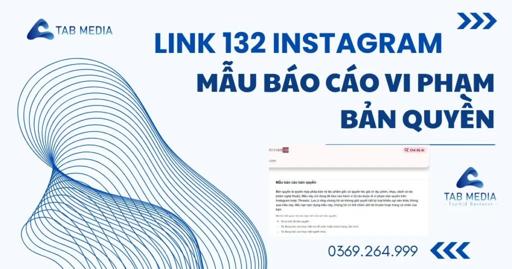Link 132 instagram báo cáo vi phạm bản quyền